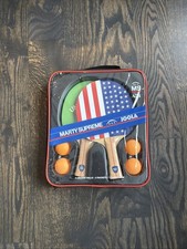 JOOLA Marty Supreme Table Tennis Set 2 USA Flag Rackets 4 Balls Carry Case