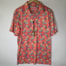 Chubbies Rock-a-Croc Performance Polo Shirt Medium Red Tropical Crocodile NWT