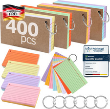 Doppelseitige Lernkarten Set 400 Stück bunt für Schule und Büro