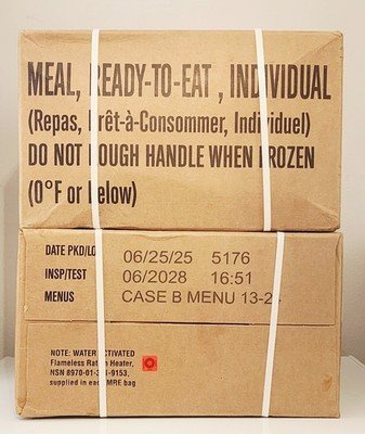 Military Meals Ready To Eat MRE cases A, B menu or both 2028