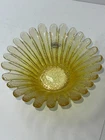 Vintage Blenko Art Glass Petal Bowl Yellow Gold Amber Daisy Sunflower Handcraft