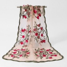 Embroidery Lace Flower Headscarf Shawl Stole Muslim Islamic Hijab Turban Women