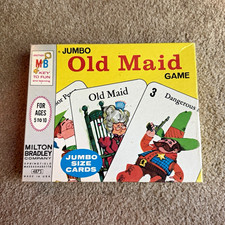 Milton Bradley Old Maid Jumbo Size Card Game w/ Box 1968 2 Players