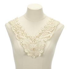 2 Pcs Lace Applique, 14" Lace Collar Floral Applique for DIY Sewing, Apricot