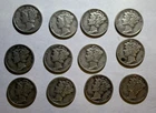 Mercury Dime Lot of 12 - 90% Silver - 1941-1945
