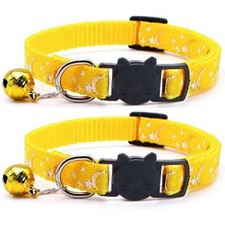 Reflective Breakaway Cat Collar with Bell Adjustable Kitten Collar Star Moon