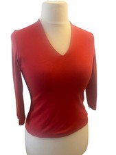 Spirit of the Andes Women's V-Neck Top Size S Red Pima Cotton UK 10
