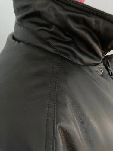 NWT ZARA Vegan Leather Oversized Bomber Puffer Jacket Men's Sz XLarge Black image 11
