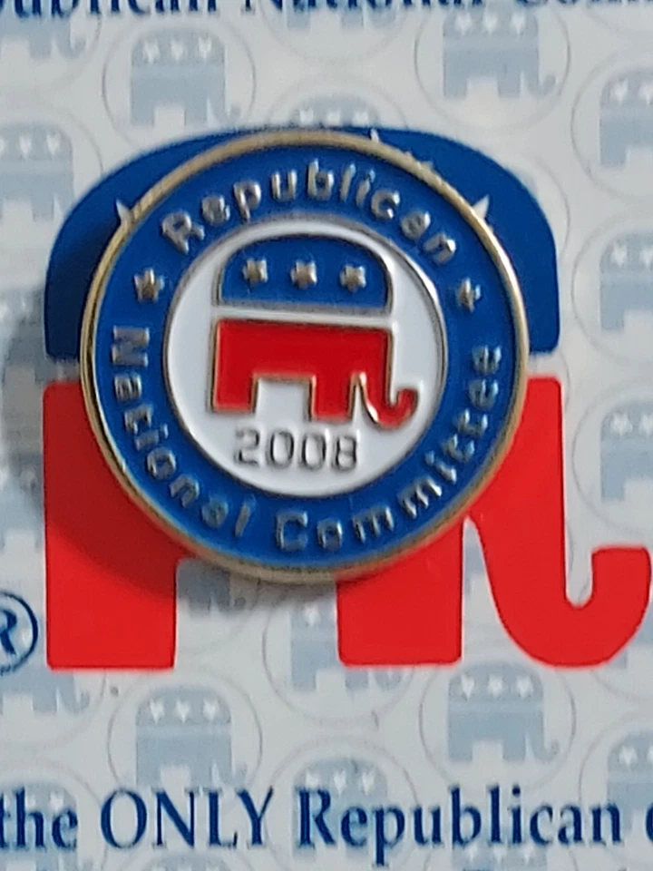 Prendedor de solapa en tarjeta del Comité Nacional Republicano RNC 2008 Foto 2 de 4