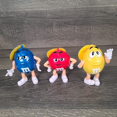 New Lot of 3 M&M's Candy Character Case Full Figures Yellow Blue And Red