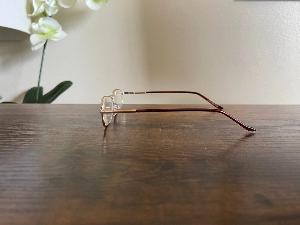 Monturas de gafas de metal dorado vintage para mujer solo medio borde ovaladas ligeras lectores Foto 4 de 4