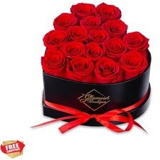 16 Flower Forever Heart Shape Box - Preserved Roses Gift for Her, Preserved F...