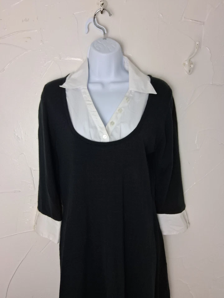 Vintage Black Midi Sweater Dress XL Gothic Wednesday Addams Dark Academia - Image 2 of 4