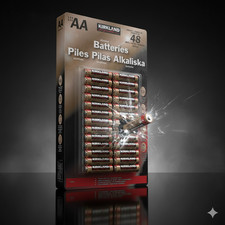 Kirkland Signature AA Alkaline Batteries 48 Pack Long Lasting Power 0.42 per battery