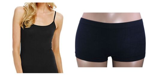 Damen Uni Trägertop Tank Träger Camisole Freizeit Weich Boxer UK 8-14 2039 Set - Bild 5 von 20