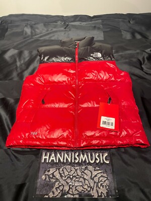 EXTREMELY RARE DS THE NORTH FACE NOVELTY NUPTSE VEST SZ SMALL SHINY RED MONCLER