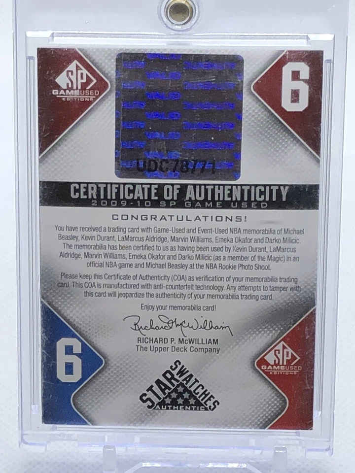 💥DURANT/ALDRIDGE/BEASLEY 球衣💥2009-10 SP 比赛使用三件球衣💥LE #/99🔥 — 第 4/4 张图片