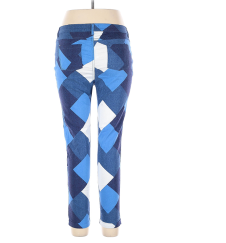 Like An Angel Cuffed Argyle Denim Jeggings Zip Button Fly Size XL - Picture 2 of 3