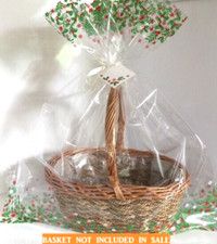 2 x CHRISTMAS HAMPER BASKET Gift Cake CELLOPHANE DISPLAY BAGS Large With Ties