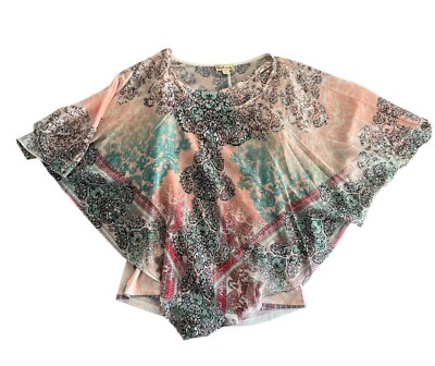 World Unity Floral Embellished Sheer Poncho with tank top Women Medium