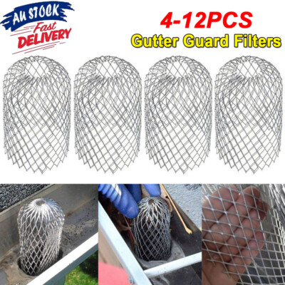 4-12PCS Roof Gutter Guard Filters Downpipe Stop Leaf Drains Filter ...