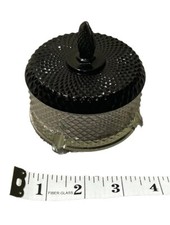 1930&rsquo;s New Martinsville Glass Crystal Powder Puff Box &ldquo;Judith&rdquo; Black Diamond Pat