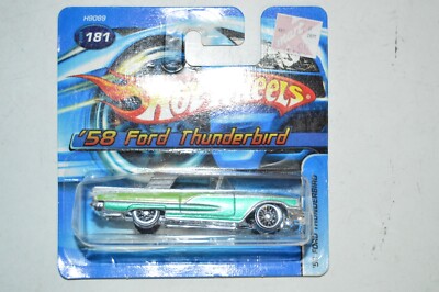 Hot Wheels '58 Ford Thunderbird Short Card Silver 1:64 scale