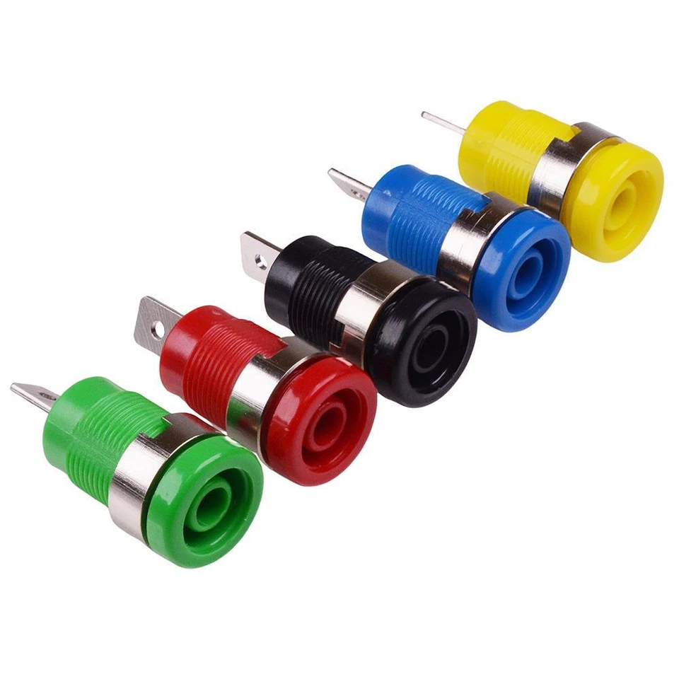 5 Pack 4mm Banana Test Socket Connector Red Black Blue Green Yellow