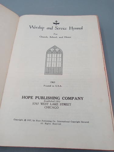Worship and Service Hymnal Hope Publishing Company 1963 Hardcover - Imagen 7 de 9