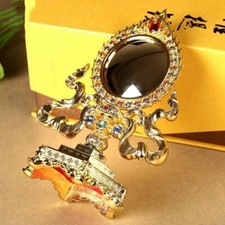 18cm Gold Buddhist Tantric Mirror Alloy Handicraft Auspicious Tibetan Tribute