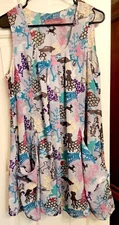 Sweet Sinammon Size M  Tunic Dress Sleeveless Shift Multicolor Boho