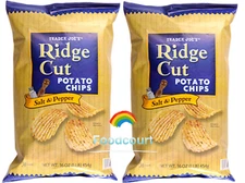 2 Packs Trader Joe's Ridge Cut Potato Chips with Salt & Pepper 16 oz Each Pack