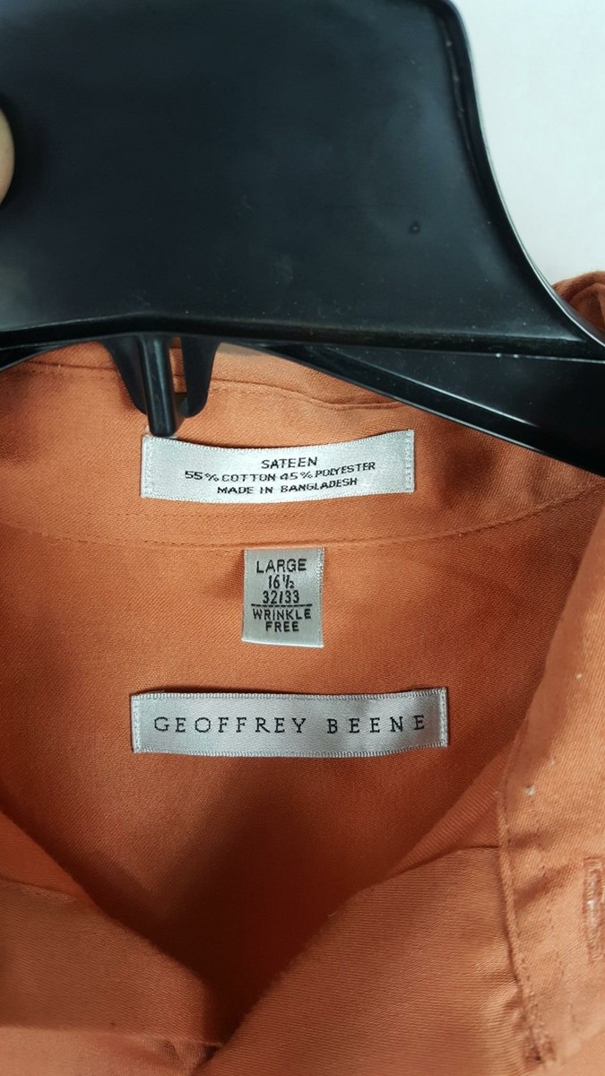 Geoffrey Beene Sateen Mens Dress Fitted Shirt Large Wrinkle Free Button Up  Polo | eBay