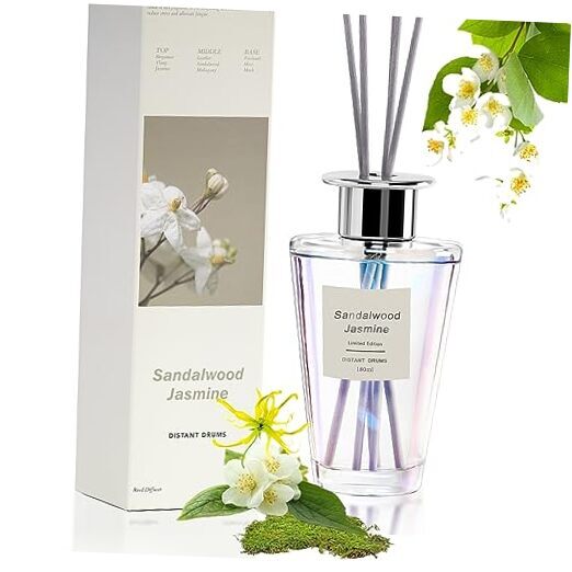 Jasmine Sandalwood Premium Reed Diffuser Set for Home, Sandalwood Jasmine