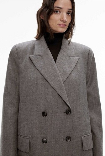 WITCHERY Dove Grey Wool Blend Double-Breasted Blazer Coat Size 12 RRp $449.95 - Picture 4 of 6