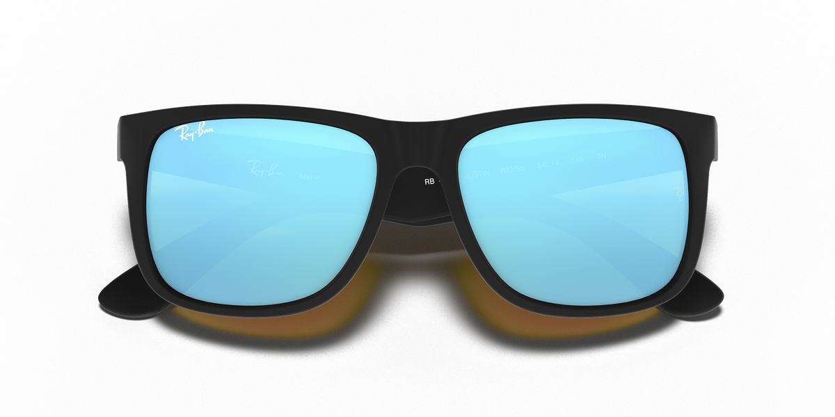 Ray-Ban Justin Color Mix Matte Rubber Black / Blue Mirror 54 mm