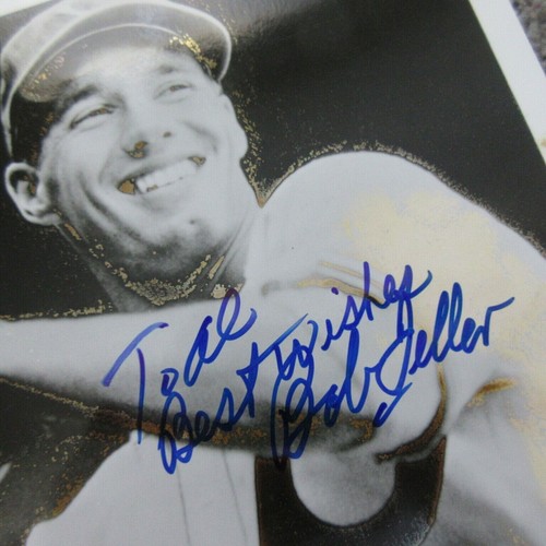 VINTAGE 8x10 BW GLOSSY PHOTO AUTOGRAPH BOB FELLER HOF MLB PITCHER INDIANS - Picture 2 of 2