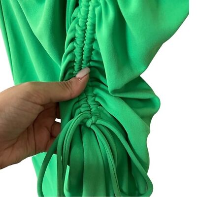 NWT ZARA Ruched Bodycon Midi Green Dress Sz M | eBay