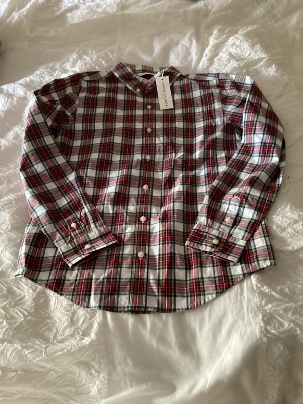 janie and jack boys size 12 new with tags red plaid oxford shirt holiday plaid