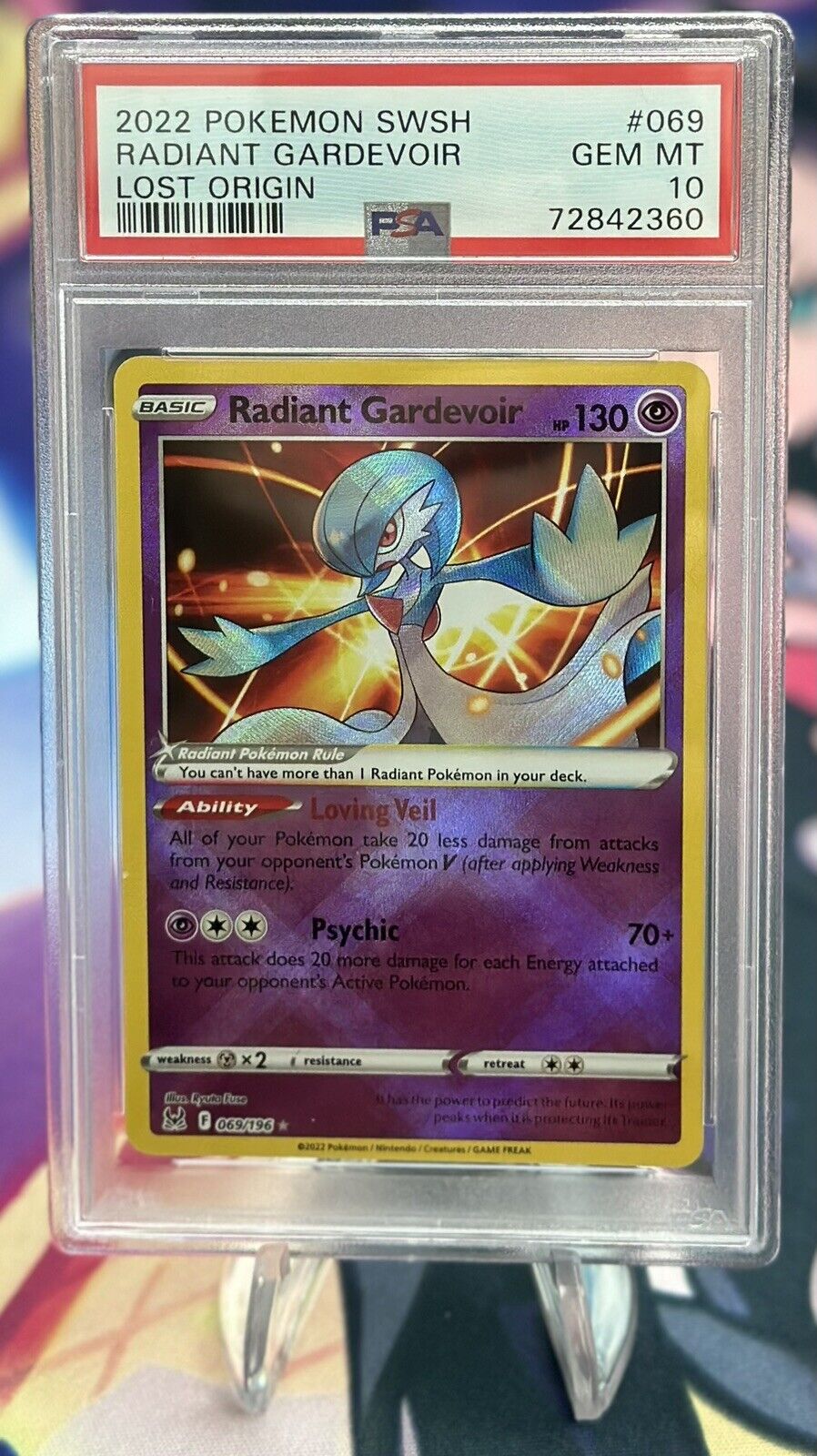 Radiant Gardevoir SHINY HOLO RARE card 069/196 SWSH Lost Origin 2022  Pokemon TCG