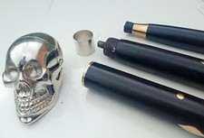 Solid Brass Unique Knob Skull Head Walking Stick cane Victorian Wooden Cane