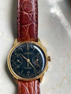 Chronographe DULFI, Herrenuhr, 17 Rubis Antimagnetic Vintage 1950er Jahre