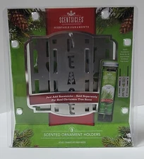 Scentsicles Scented Ornament Holders, Silver, 3 Ornaments with 3 Ribbon Hangers