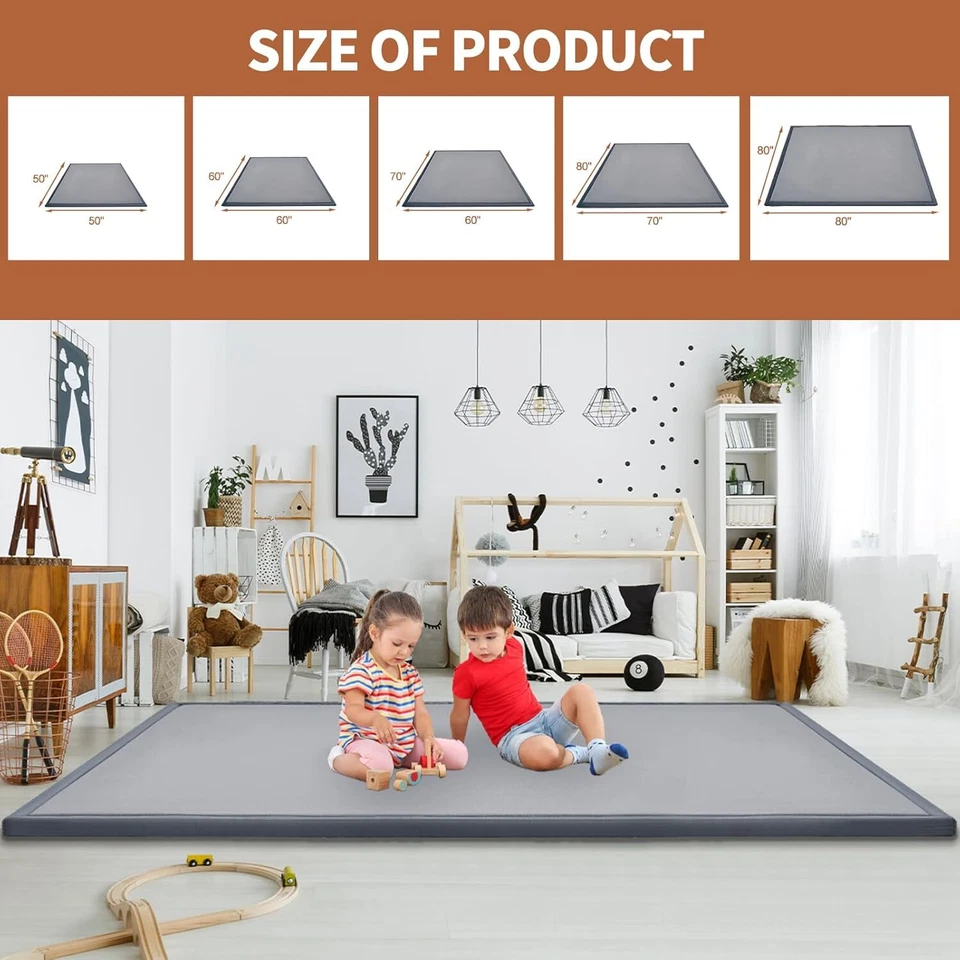 SLSY Baby Playpen Mat Roll Up & Non-slip Memory Foam Crawling Mat 80x70x1.4" - Image 2 of 4