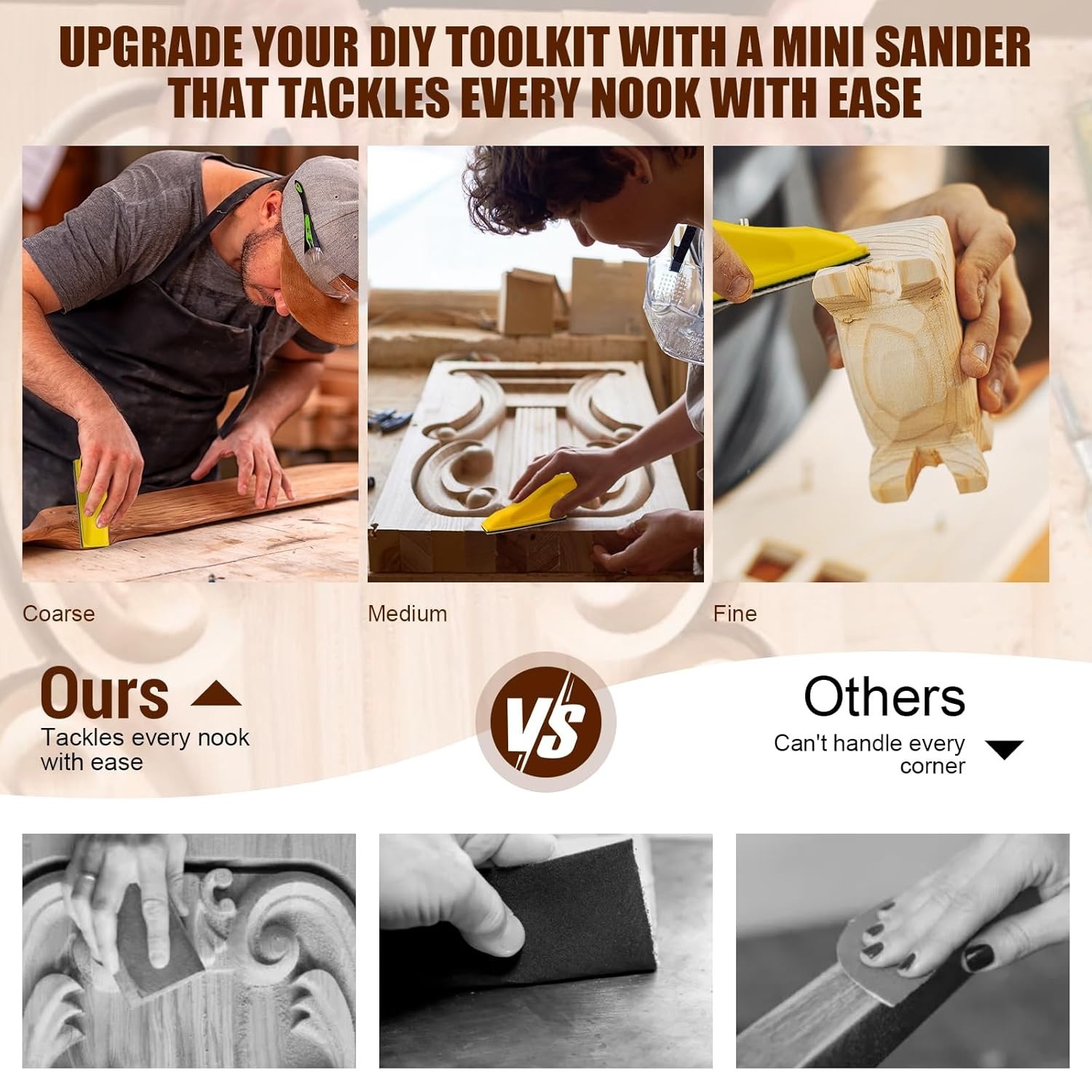 90PCS Premium Micro Detail Sander Kit, Updated 3-in-1 Mini Hand Sanding ...