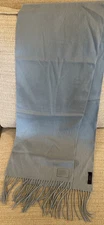 Coach Leatherware 100% Cashmere Light Blue Scarf 68” Long 12” Wide 4.5” Fringe