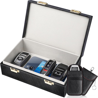 Faraday Box & 2 Pack Faraday Bag, 8.42'' X5.19'' X 2.76'' Faraday Key Fob Protector