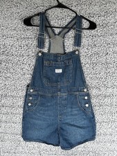 Levi's Vintage Style Denim Light Wash Shortalls Shorts Overalls Women's Medium