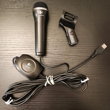 Logitech USB Microphone A-0234A Stand Clip Holder Tested PC Video Game System