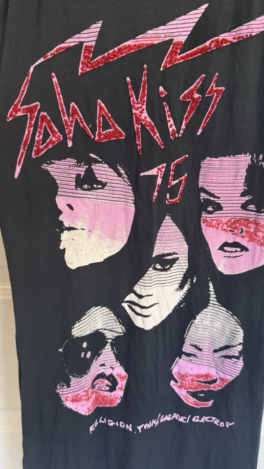 Vestido Camiseta Religion UK Kiss 75 SoHo Manga Crochet Cuentas Hecho a Mano XS/8/36 Foto 2 de 4